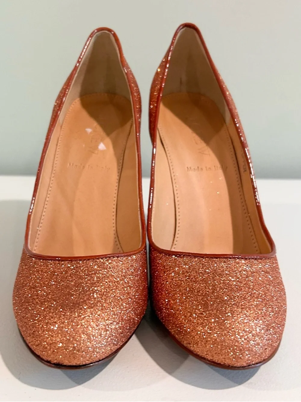 J.Crew Rose Gold Glitter Pumps Heels Size 6 Wedding Party Shoes